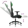 Vidaxl Massage Gaming Chair With Footrest, Black-Green, Eco-Leather