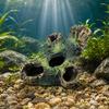 Decaying Trunk Aquarium Hide Decorative Betta Fish Hideout with Multiple Holes
