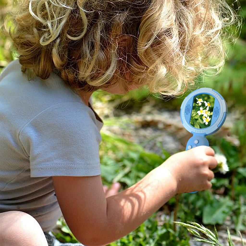 Handheld Microscope 4X with 2in Screen & 8 LED Lights Kids Magnifer Kid Mini Microscopes Science Kit Gift for Boys & Girls