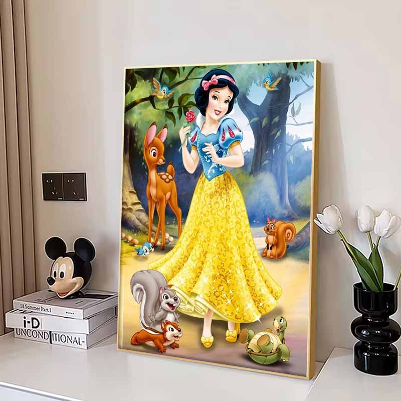 Disney Diamond Painting Snow White and The Forest Companions Themed Art Illustration 5D Cross Stitch Hanging Print 5D Puzzle MosaicEmbroideryHomeDecor