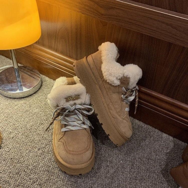 

модные меховые балетки женские ботильоны на платформе замшевые плюшевые хлопковые туфли женские зимние повседневные кроссовки 2025 года тренд теплые Zapatos Mujer 37 абрикосовый