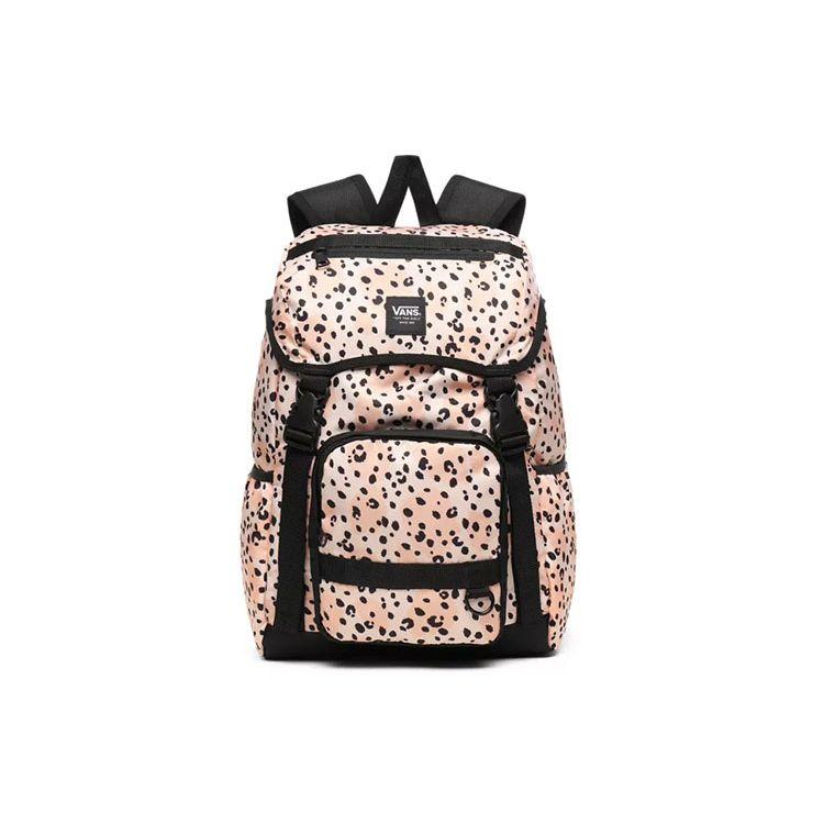 Vans X Leila Hurst Collaboration Leopard Print Polyester Backpack Unisex Backpack Pink VN0A4CWKVD9 Pink