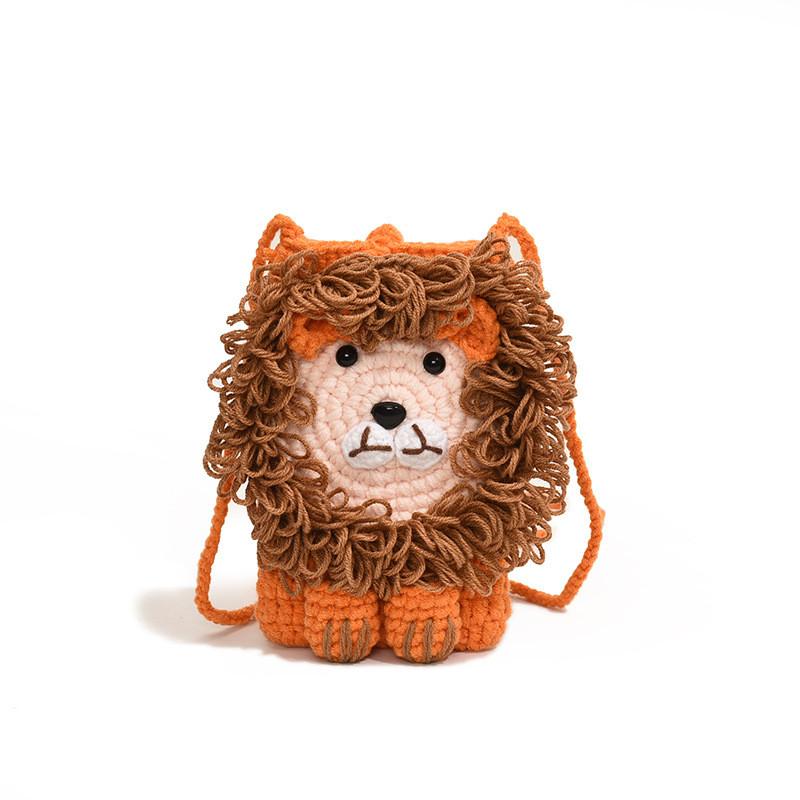 

Adorable Handcrafted Knitted Lion Shoulder Bag For Boys And Girls Perfect For Kids Vertical Orange