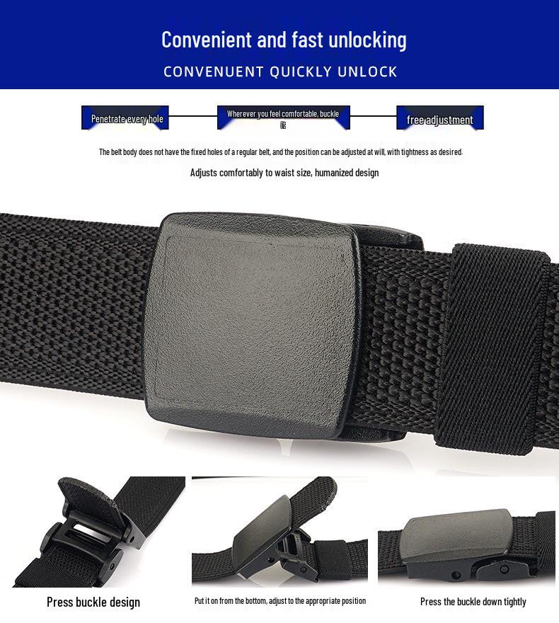 Genuine YKK Buckle: Metal-Free Nylon Elastic Belt - Lightweight Woven Canvas Military Training Belt
