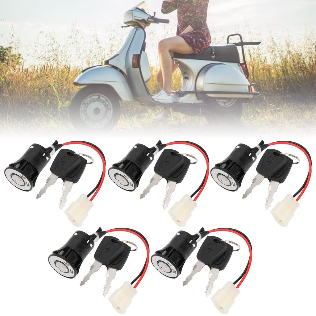 5 zestawów Blokada zasilania skutera elektrycznego Kluczyk zapłonowy Duże głowice Elektryczny zamek do drzwi Dwa kable