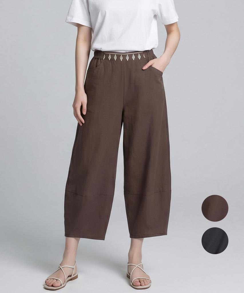KIM YOUNG JOO GOLF Summer Elastic Waist Wide Women'S Baggy Pants Dqmlsl80