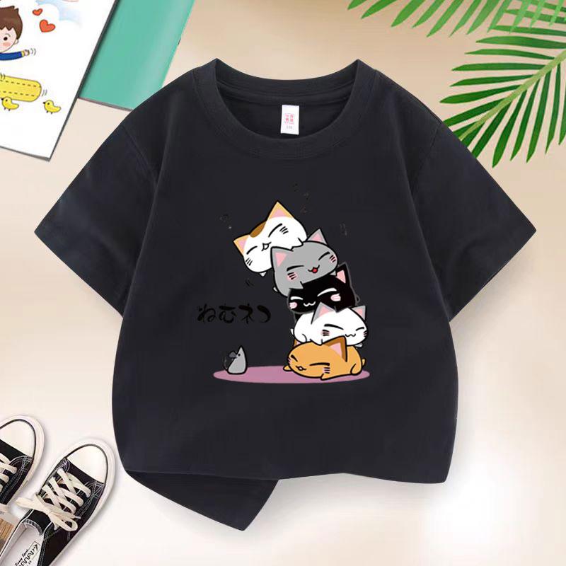 The Cat Family T-shirt for Boys Cotton Kids T Shirt Cartoon Children Casual Clothes Teen Baby Boy Summer Tops 6 8 10 12 Years