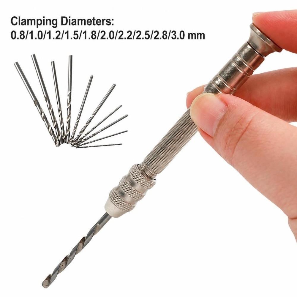 0.8-3.0mm Drill Bits Manual Twist Drill Precision Mini Hand Drill Rotary Tool  Model Making