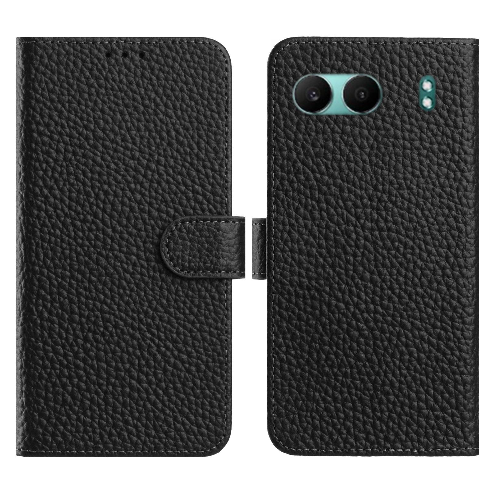 

Для OnePlus Nord 4 Чехол-кошелек с подставкой Текстура личи Натуральная коровья кожа Откидная крышка для телефона Black