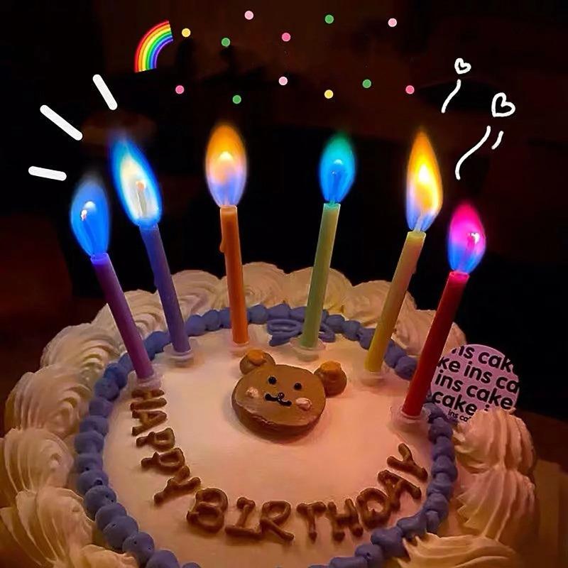 Colorful Flame Candles Wedding  Kids Party Birthday Cake Candles Decoration Party Supplies for Children