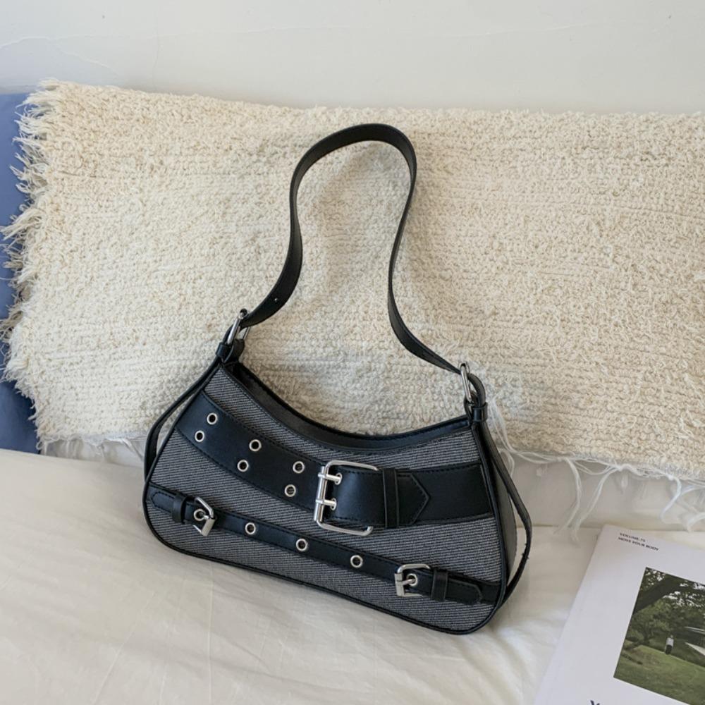 

Rivet Y2K Underarm Bag Belt Buckle Retro Crossbody Bag Trend Spicy Girl Shoulder Bag Streetwear чёрный