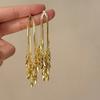 Long Tassel Wheat Stud Earrings S Silver Needle Personality Trend Celebrity Style Earrings Light Luxury Earrings