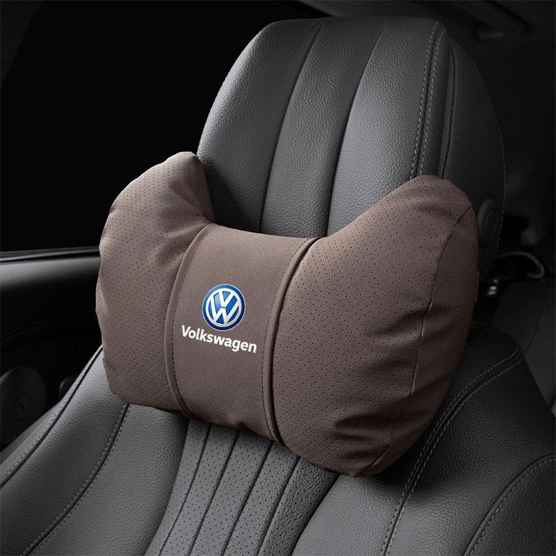 Car Seat Soft Headrest Suede Neck Pillow Waist Cushioning For VW GTI Polo Golf Passat MK678 Tiguan Arteon CC Taigo T-ROC Hub Cap