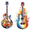 Watercolor Guitar Car Sticker Vinyl Decal Waterproof Rear Window Motorcycle Camper Bumper Truck Laptop Decoration TM185