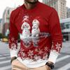 Men's Christmas 3D Printed Crew Neck Long Sleeve T-Shirt Fashion Versatile Trend Breathable Casual