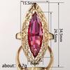 Huitan Noble Gold Color Ring for Women Marquise Shaped Engraved Design Fashion Party Wedding Holiday Accessories Chic Jewelry