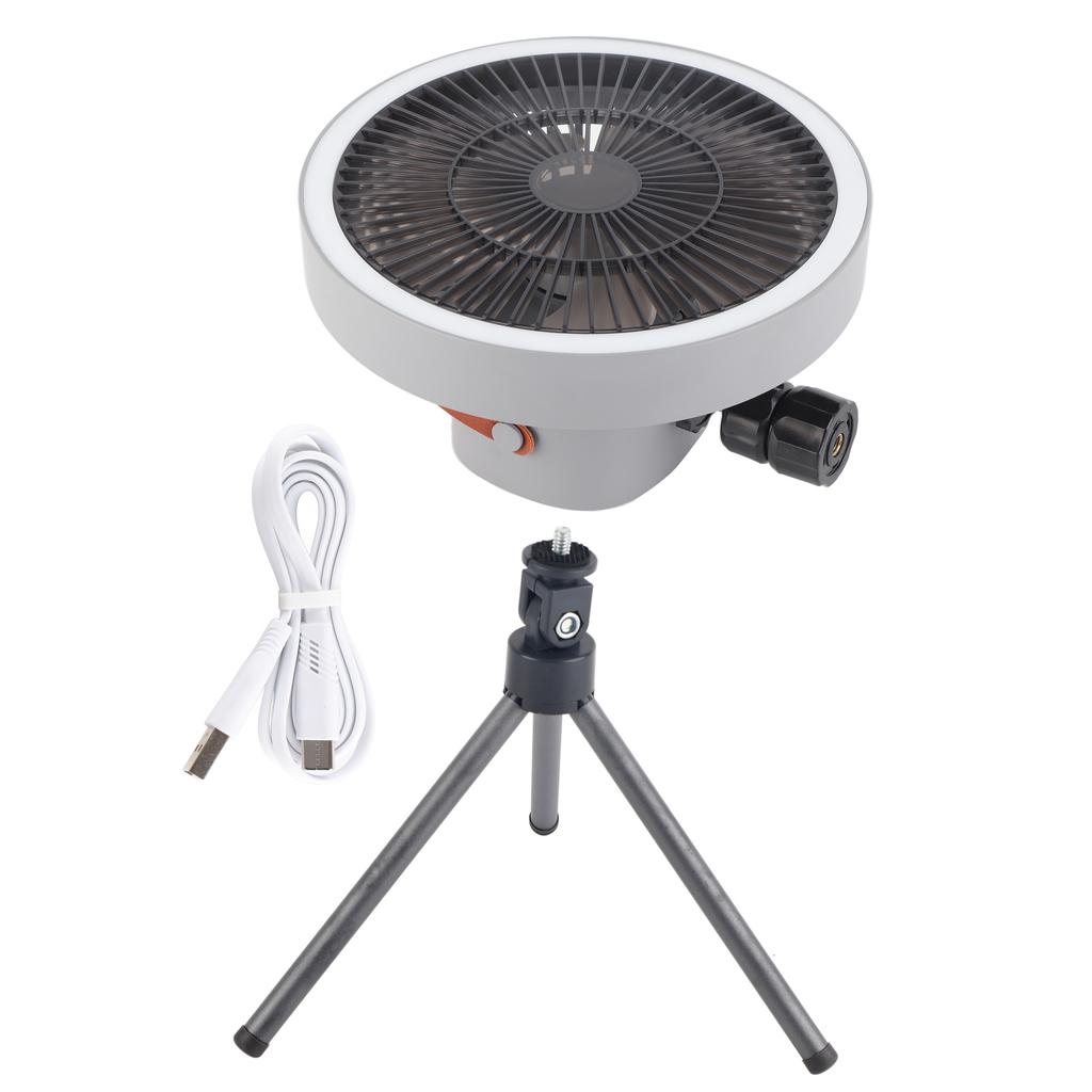 Portable USB Rechargeable Tripod Fan Outdoor Camping Tripod Fan for Outdoor Camping Tent Gray