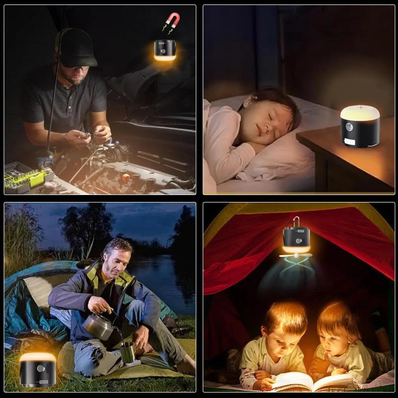 2-in-1 Camping Tent Light With Fan 4 Lighting Modes Spray Function IPX7 Waterproof Rechargeable Mini Light LED Camping Lantern