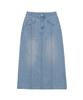 AMES-WORLDWIDE Curved Line Denim Long Skirt Light Blue