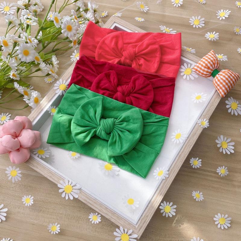 New 3pcs set, children's headband, baby nylon bow does not hurt the skin, wide headscarf, baby headband.