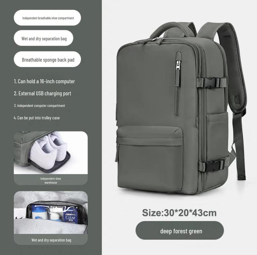 Girls' Extra Large Multifunctional Backpack with Wet/Dry Separation - Nylon, Waterproof, Ideal for Short Trips & School