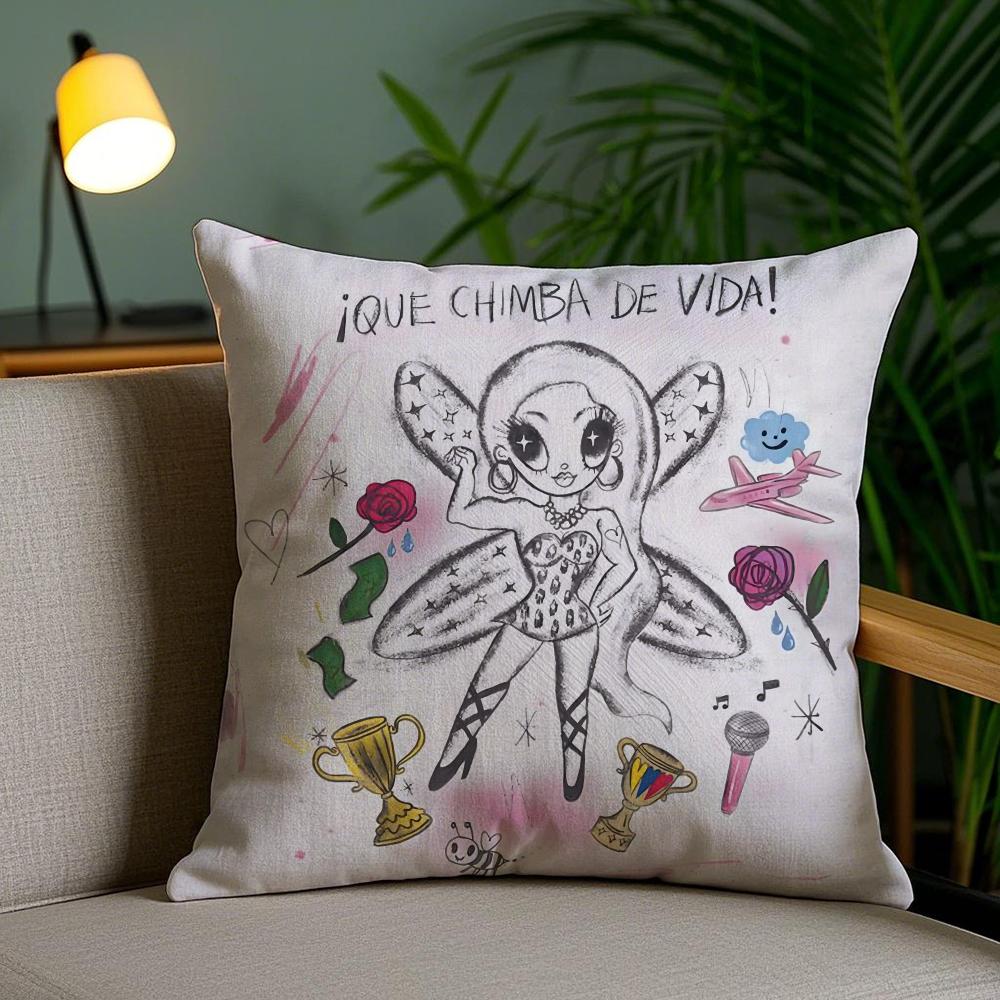 Cartoon Manana Sera K-Karol G Cushion Cover Soft Short Plush Double-Sided Printing Home Decor Machine Washable Pillow Case Gift