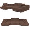 U-shaped Corner Sofa Bed, Extendable F. Savio Family Furniture Brown Corduroy
