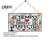 Floral Wooden Hanging Plaque Spanish Religious Prayer Wall Ornament with Rose Cross Flower, Healing Scripture Sign Decorative Pendant for Living Room