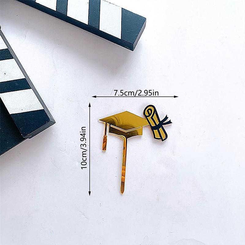 1 Stück Glückwunsch Kuchenaufsatz Happy Graduation Gold Schwarz Acryl Kuchenaufsätze College Feier Party Dekorationen