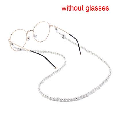 Cadena para gafas de sol con perlas, correa de metal para el cuello y gafas de lectura