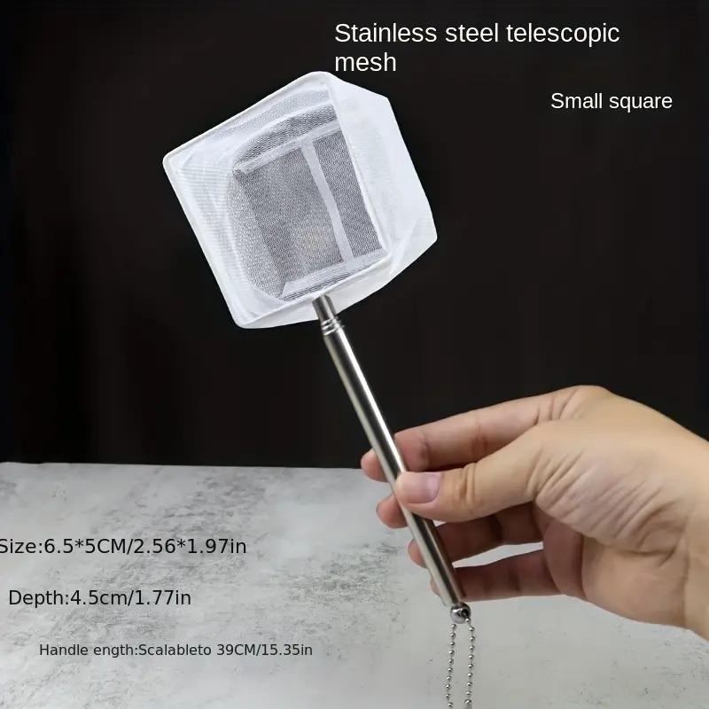 Square Round Stainless Steel Handle Aquarium Net Dip Net Fishing Gear for Catching Ornamental Fish Shrimp Tank Clean Accessories