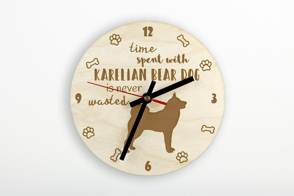 Karelian Bear Dog, Karjalankarhukoira - clock with dog, wooden clock with engraving, personalised clock by Art-Dog