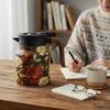 Premium Thermal Florals Teapot 1000ml Removable Infuser Stainless Steels Body And Ergonomic Wooden Handle Teas Kettle