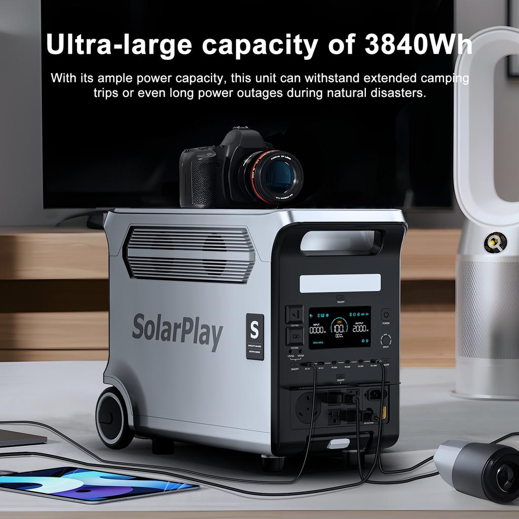 Fast Charging 3KW Portable Power Station 3300W/3600W Lifepo4 Solar Mobile Generator MPPT Controller Flashlight for Home Use Car