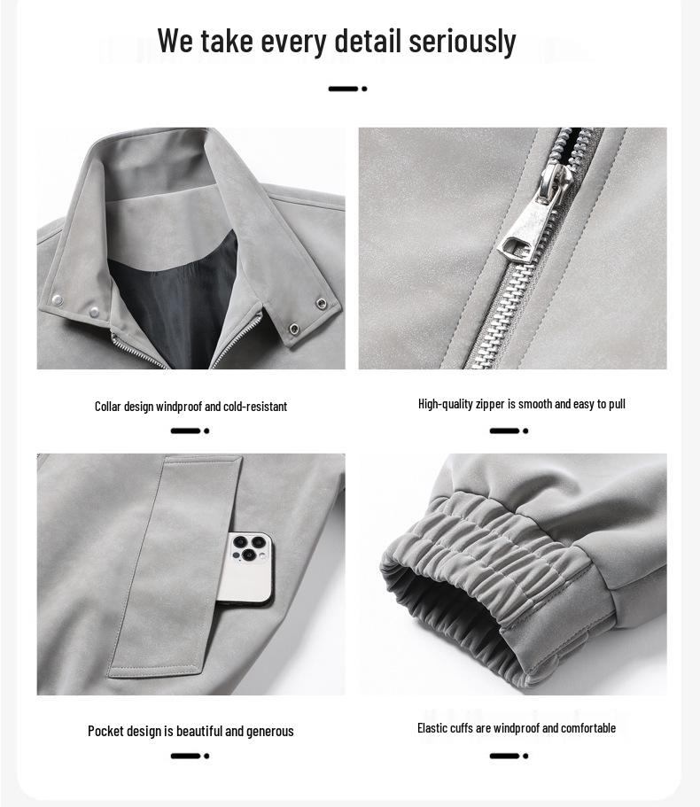 Men's Trendy Retro Tie-Dye Stand Collar PU Leather Jacket - Autumn Casual Outerwear