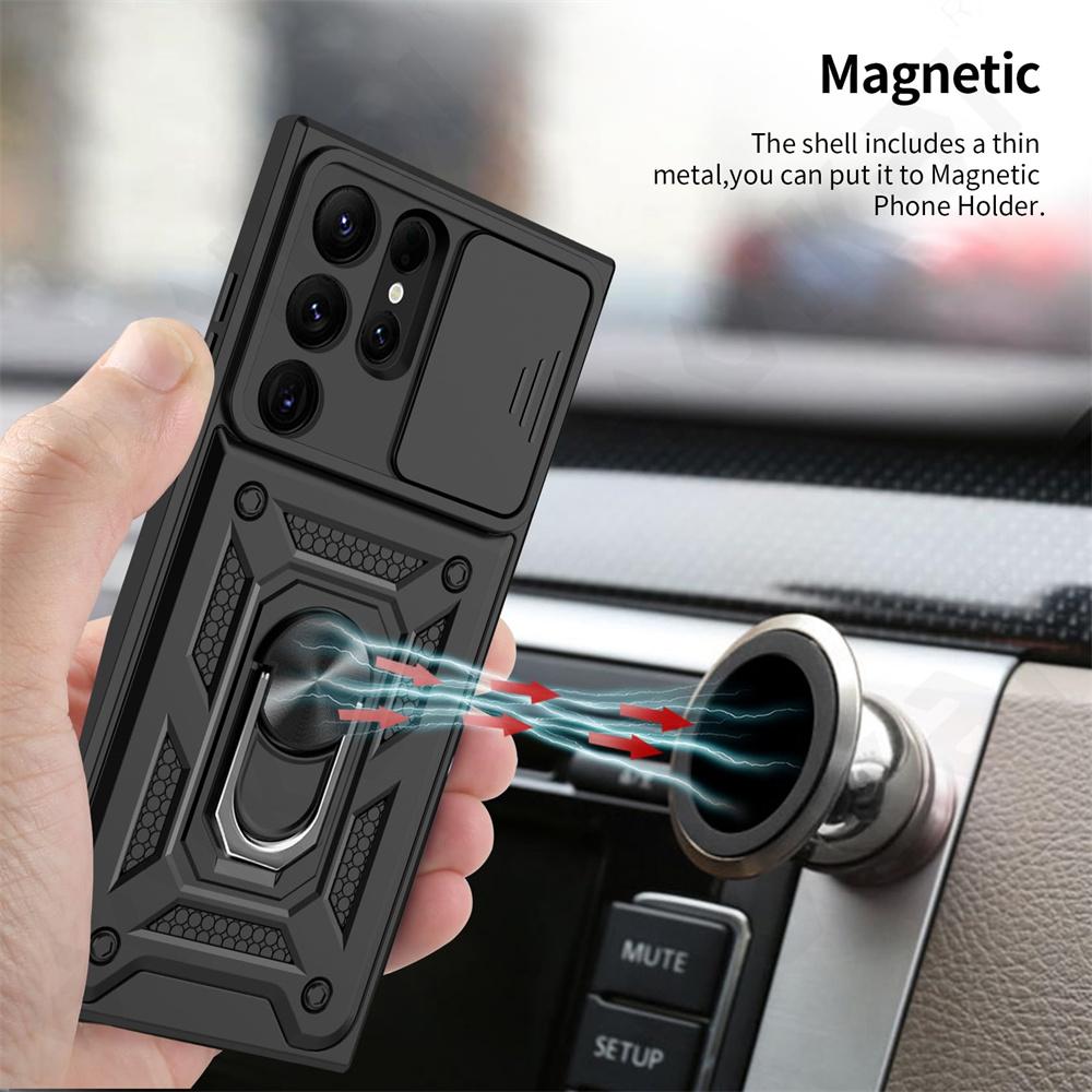 Funda para Samsung S24, S23, S22 Ultra, S21, S20 FE, Galaxy A25, A35, A54, A14 5G, cubierta de lente de cámara, soporte de anillo para teléfono, armadura giratoria