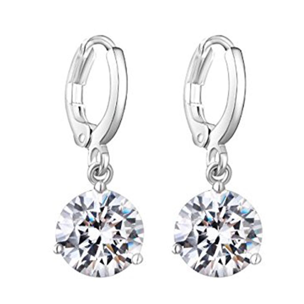 Damen Mädchen Geometrische Kristall Zirkon Halskette Ohrstecker Set Legierung Tropfen Anhänger Dekor Accessoires