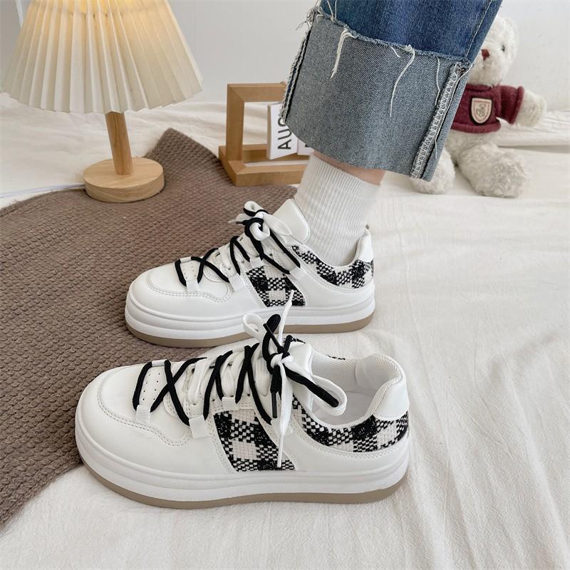 

Ретро-туфли Big Head, детская обувь на весну и осень, новые клетчатые туфли на платформе белого цвета, универсальные повседневные туфли для сноуборда 40 чёрный