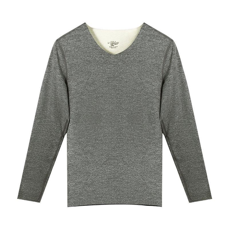 Herren Nahtloses Thermisches Oberkörper Langarm Samt Basisschicht für Herbst und Winter