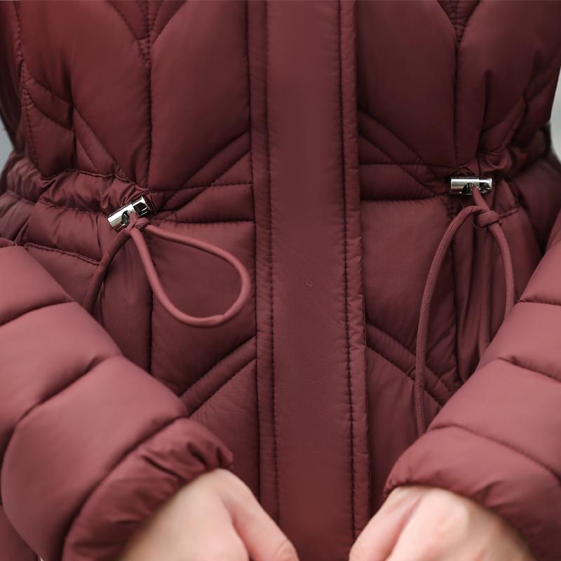 Elegantní zimní kabáty pro ženy středního věku s kapucí, slim, ležérní, silné, teplé, dlouhé parky, dámské bundy