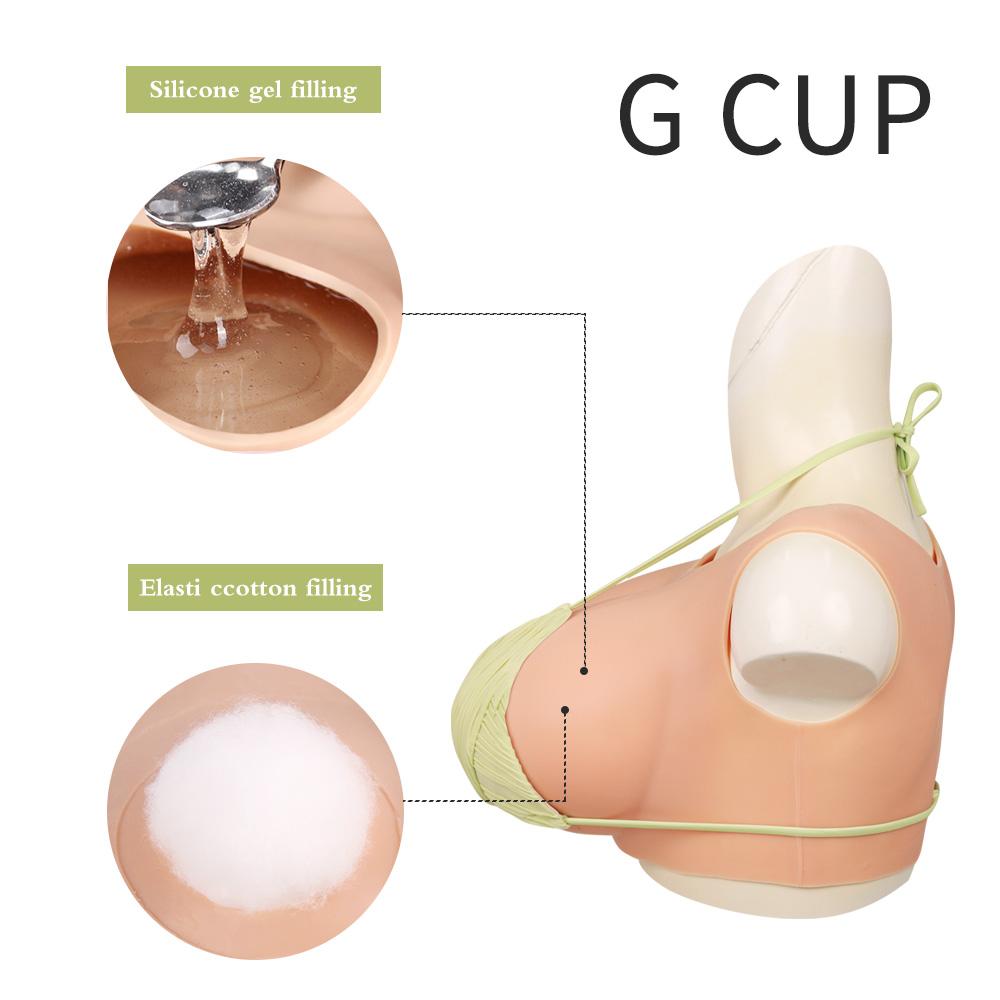 1 Piece Asian yellow Round neck Silicone Breastplate Fake boobs Fake breasts forms B-G Cup Breast Plates Transgender Cosplay Dra