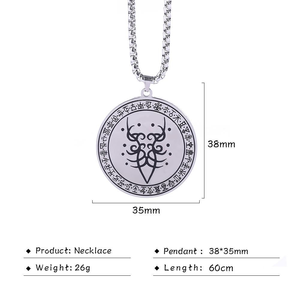 Dawapara Okkultismus Siegel Anhänger Halskette Edelstahl Amulett für Geld Gesundheit und Glück Wolf des Antimons