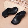Thick-heeled Soft Leather Outer Slippers Fish Mouth Comfortable Versatile Mid-heeled Women Sandals Women's Mother's Shoes Women