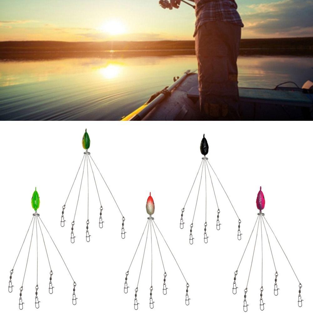 5PCS Stainless Steel Umbrella Fishing Lures 5 Arms Umbrella Rig Fishing Lure Trout Perch Walleye