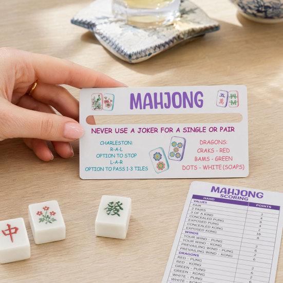 4 Pcs Mahjong Line Reader, American Mahjongg Scoring Card with Rules, Sliding Line Guide for NMJL Card, Rummy Tile Tracker