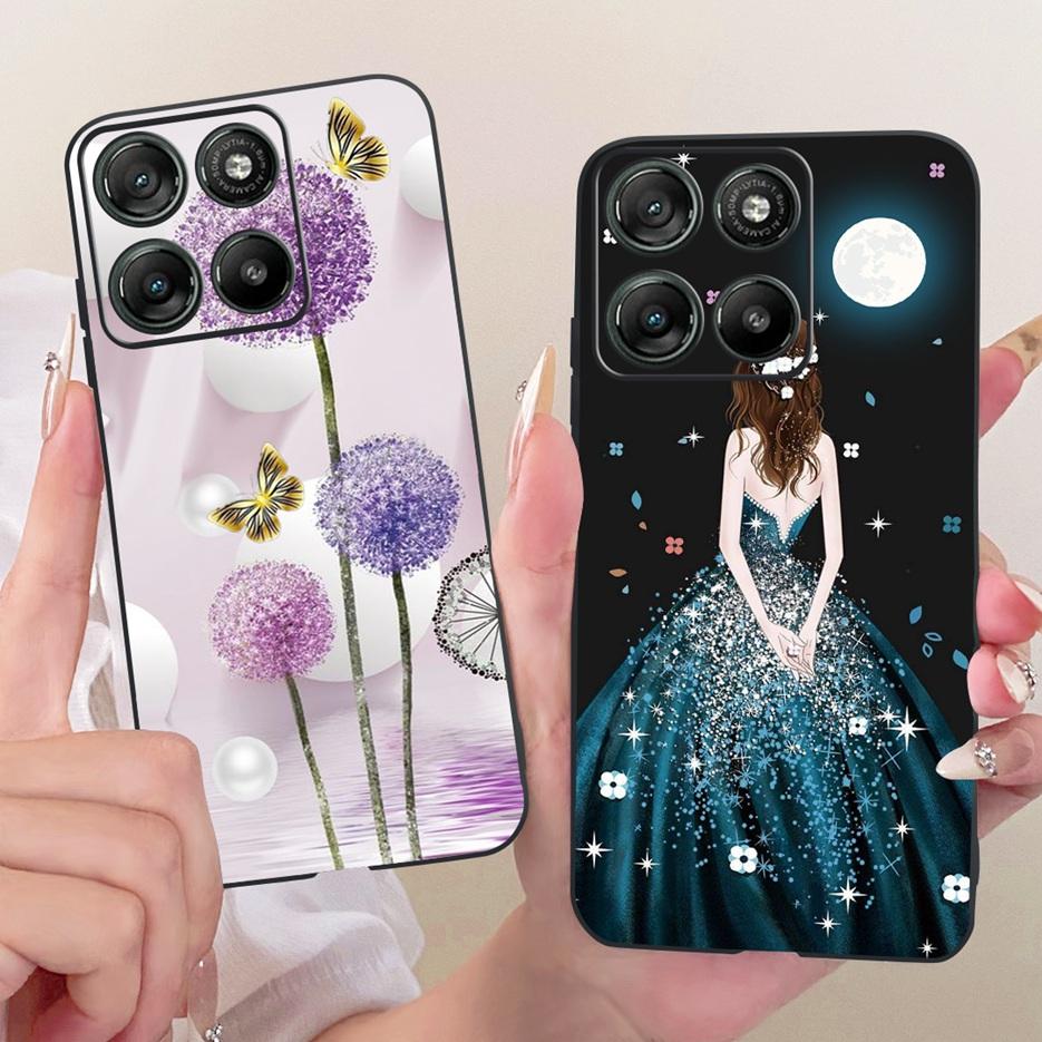 For Motorola Moto G57 Power Case XT2537-5 Cute Cat Flowers Painted Cover Soft TPU Phone Cases For Moto G67 Power G57Power Fundas