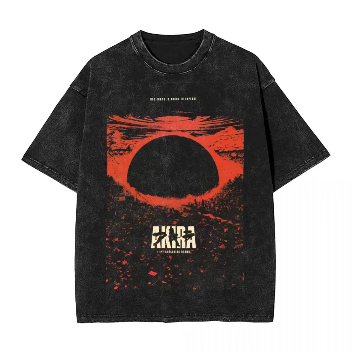 

Akira Japanese Anime Washed T Shirt Hip Hop Vintage Washed T-Shirt Manga Graphic Men Women Cotton Clothing Short Sleeve S