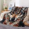 Primitive Wolf Print Flannel Blanket, High Quality Comfortable for All Seasons, Home Decor, Warmth and Comfort, Perfect for Christmas Gifts