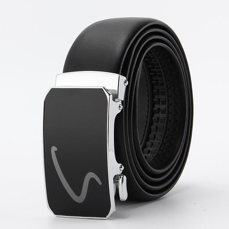

Двухслойный ремень из коровьей кожи с автоматической пряжкой для мужчин, деловой повседневный мужской ремень 110-130CM