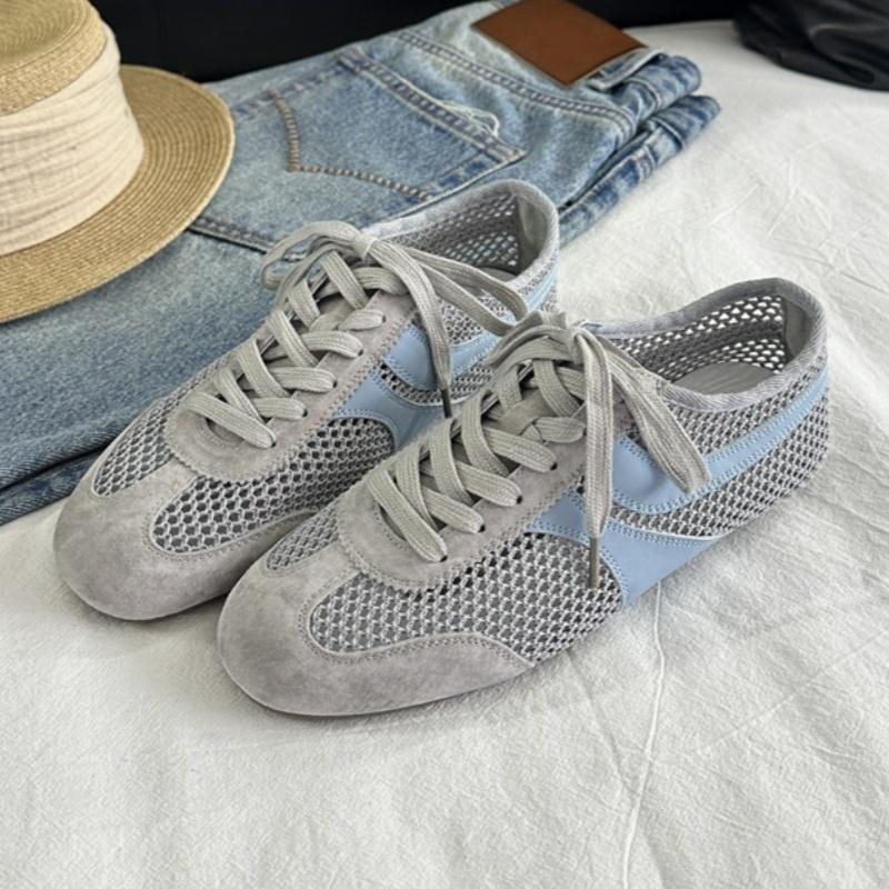 

Fashion New Casual Women Shoes 2025 German Training Shoes Mesh Leather Lace-up Sneakers High Quality Light Weight Walking Lady Flat Shoe 35 синий